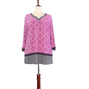 Kim Rogers Pink and Black Patterned Tunic